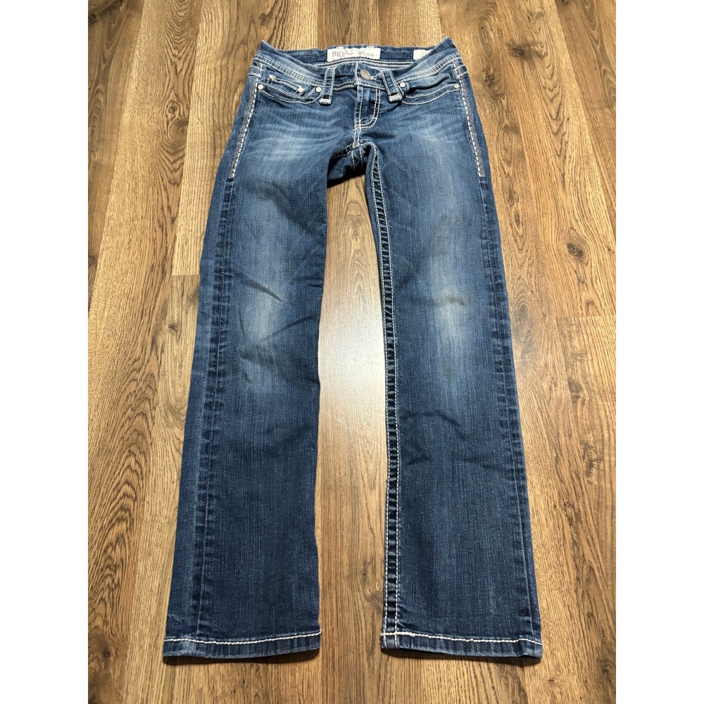 BKE Jeans Women Size 24 Blue Denim Straight Leg Sabrina Rhinestone Embellished